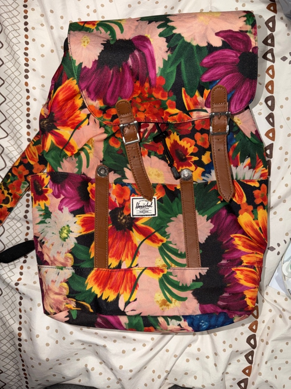 Herschel Supply Company Floral Canvas Backpack in Pink, Purple, Orange, Green